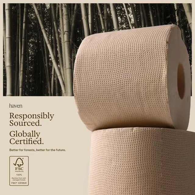 Alt view image 7 of 7 - Unbleached Bamboo Toilet Paper, 3-Ply, 16 Rolls, 300 Sheets per Roll