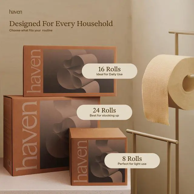 Alt view image 5 of 7 - Unbleached Bamboo Toilet Paper, 3-Ply, 16 Rolls, 300 Sheets per Roll
