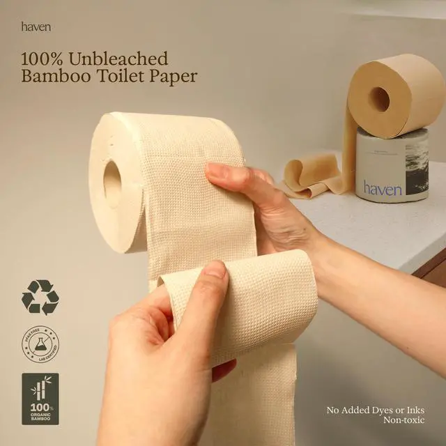 Alt view image 3 of 7 - Unbleached Bamboo Toilet Paper, 3-Ply, 16 Rolls, 300 Sheets per Roll