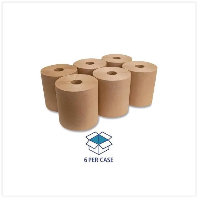 Alt view image 7 of 7 - 16GREEN Green Seal Recycled Paper Towel Roll, Hardwound, Universal Roll Towels, Natural, 8" x 800 ft (Case of 6)