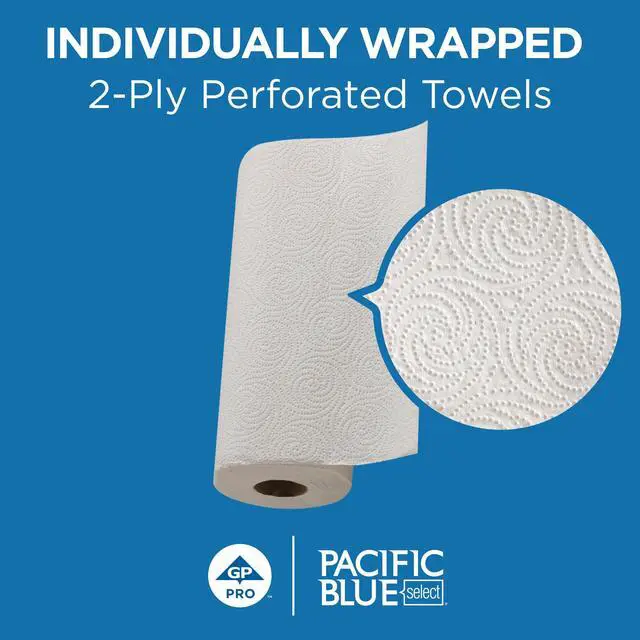 Alt view image 2 of 7 - Pacific Blue Select by Georgia-Pacific PRO 2-Ply Perforated Roll Paper Towels, Individually Wrapped, White, 85 Sheets Per Roll, 30 Rolls Per Case, 27385