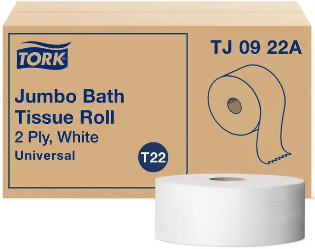 Main image of Jumbo Toilet Paper Roll White T22, Universal, 2-ply, 12 x 1000', TJ0922A