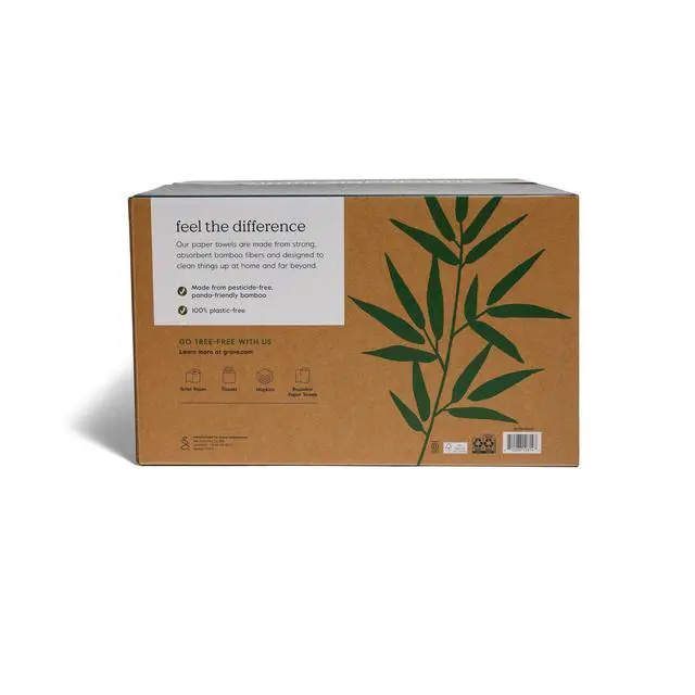 Alt view image 2 of 7 - 2-Ply Bamboo Paper Towels (12 Rolls, 140 Sheets Per Roll) FSC Certified, Highly Absorbent Select-A-Size Sheets Plastic-Free Packaging Tree-Free & Biodegradable