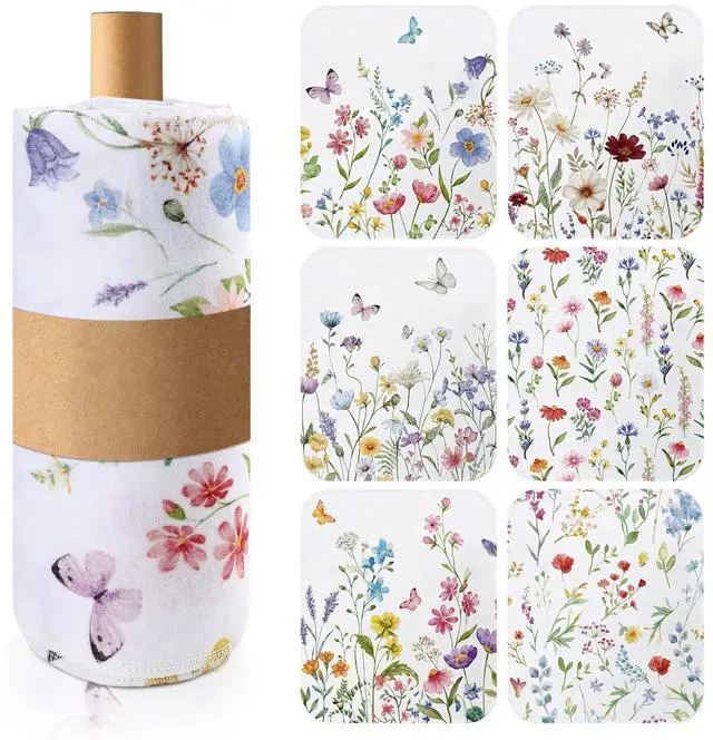 Main image of 36 Pcs Reusable Paper Towels Roll Paperless Cotton Cloth 9.8" X 11" Washable Kitchen Towel Absorbent Soft Flannel Reusable Hand Napkin for Home Bathroom Cleaning Household Dishcloth