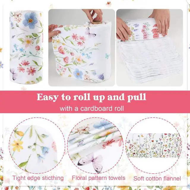 Alt view image 3 of 7 - 36 Pcs Reusable Paper Towels Roll Paperless Cotton Cloth 9.8" X 11" Washable Kitchen Towel Absorbent Soft Flannel Reusable Hand Napkin for Home Bathroom Cleaning Household Dishcloth