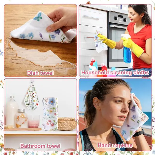 Alt view image 6 of 7 - 36 Pcs Reusable Paper Towels Roll Paperless Cotton Cloth 9.8" X 11" Washable Kitchen Towel Absorbent Soft Flannel Reusable Hand Napkin for Home Bathroom Cleaning Household Dishcloth