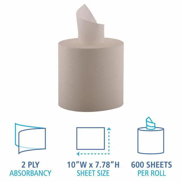 Alt view image 5 of 6 - BWK6400 6400 Center-Pull Hand Towels, 2-Ply, Perforated, 7 7/8" x 10", 600 Sheets Per Roll (Case of 6 Rolls)