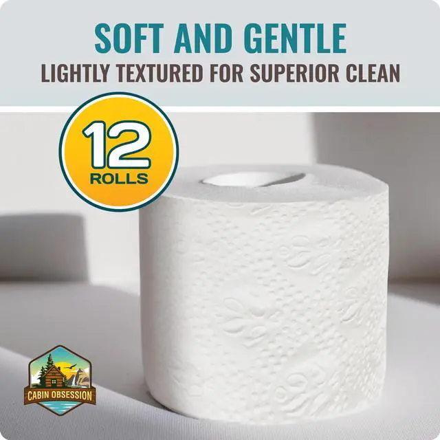 Alt view image 5 of 7 - RV Toilet Paper - 12 Pack Septic Safe Toilet Paper 2-Ply Quick Dissolving Camper Tissue Paper Septic Safe to Prevent Clogs - Perfect for Automotive RVs, Septic Tank Systems, Boats, and Camping