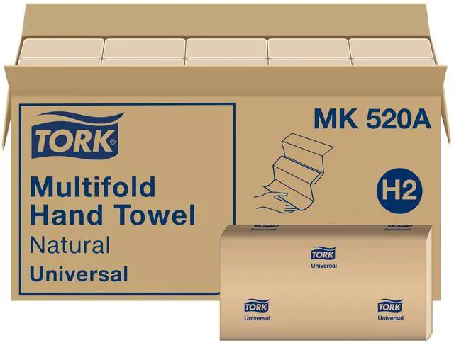 Main image of Multifold Hand Towel, Natural, 100% recycled, FSC certified, Compatible with H2 Dispensers, 16 packs x 250 sheets (MK520A)