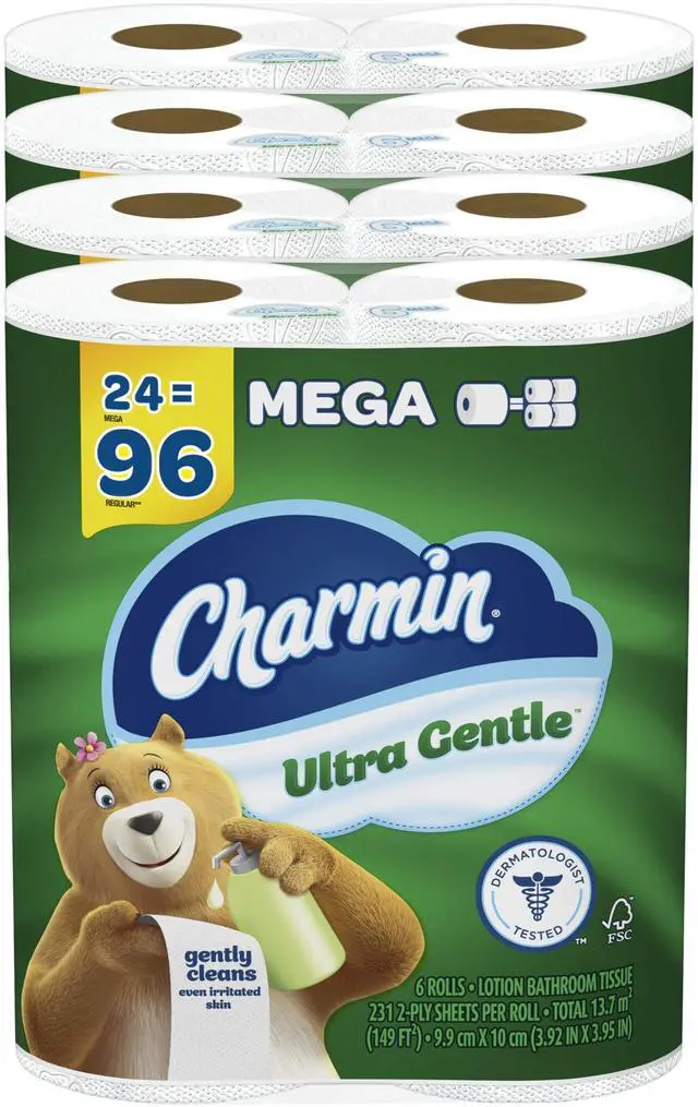 Main image of Ultra Gentle Toilet Paper, 24 Mega Rolls (Equivalent to 96 Regular Rolls),White
