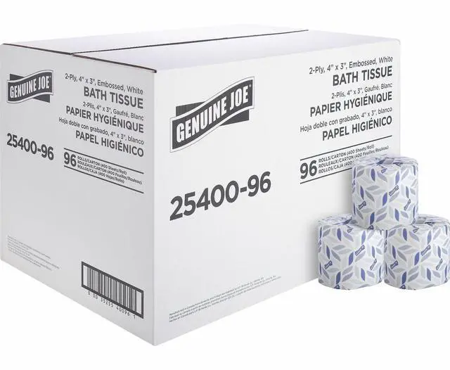 Main image of Standard Bath Tissue, 3" x 4", 2-Ply, 400 Sheets/Roll, 96 Count