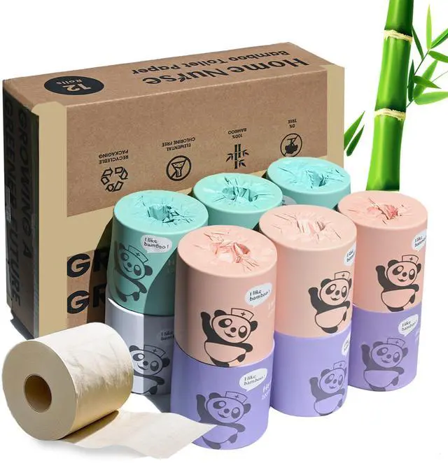Main image of 4-Ply Bamboo Toilet Paper 12 Rolls Macaron, Sensitive Skin