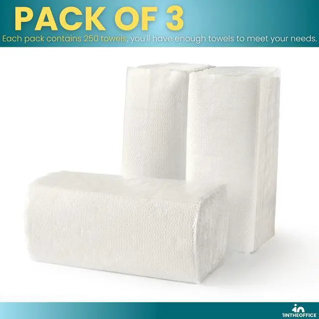 Alt view image 7 of 7 - Multifold Paper Towels, Paper Hand Towels for Bathroom, Folded Paper Towels, 1-Ply, 9" x 9.45", 250 Towels/Pack, 3 Pack