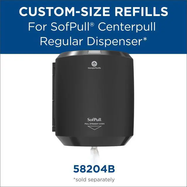 Alt view image 7 of 7 - SofPull Centerpull Regular by Georgia-Pacific PRO Premium Paper Towel Dispenser Refills, White, 324 Sheets Per Roll, 6 Rolls Per Case, 28124