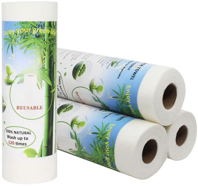 Main image of Bamboo Paper Towels Replacement 4 Rolls 80 Sheets Heavy Duty Machine Washable Reusable Paper Towels for Kitchen and Daily Use(11x12, 4 Rolls)