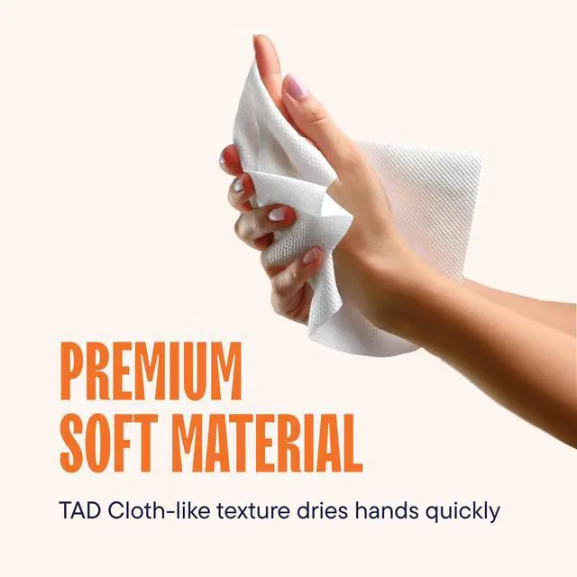 Alt view image 2 of 6 - Industrial Paper Towels 10 x 800 White Roll Towels High Capacity Premium Quality (TAD Fabric Cloth Like Texture) Fits Touchless Automatic Commercial Towel Dispenser (Packed 6 Rolls)