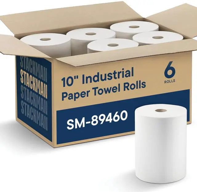 Main image of Industrial Paper Towels 10 x 800 White Roll Towels High Capacity Premium Quality (TAD Fabric Cloth Like Texture) Fits Touchless Automatic Commercial Towel Dispenser (Packed 6 Rolls)
