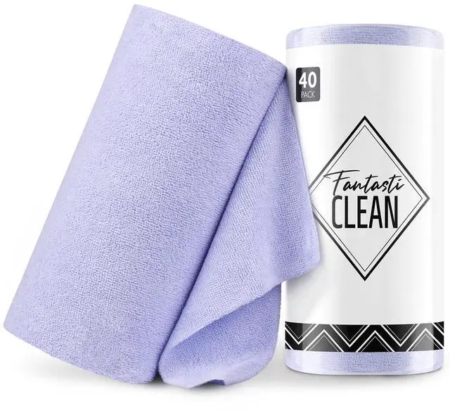 Main image of Microfiber Cleaning Cloth Roll -40 Pack, Tear Away Microfiber Towels, 12" x 12", Reusable, Washable, Scratch Free, Ultra Absorbent for All-Around Cleaning Supplies (Lavender)