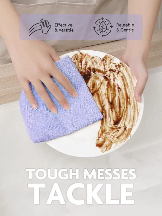 Alt view image 4 of 7 - Microfiber Cleaning Cloth Roll -40 Pack, Tear Away Microfiber Towels, 12" x 12", Reusable, Washable, Scratch Free, Ultra Absorbent for All-Around Cleaning Supplies (Lavender)