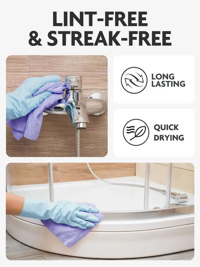 Alt view image 6 of 7 - Microfiber Cleaning Cloth Roll -40 Pack, Tear Away Microfiber Towels, 12" x 12", Reusable, Washable, Scratch Free, Ultra Absorbent for All-Around Cleaning Supplies (Lavender)