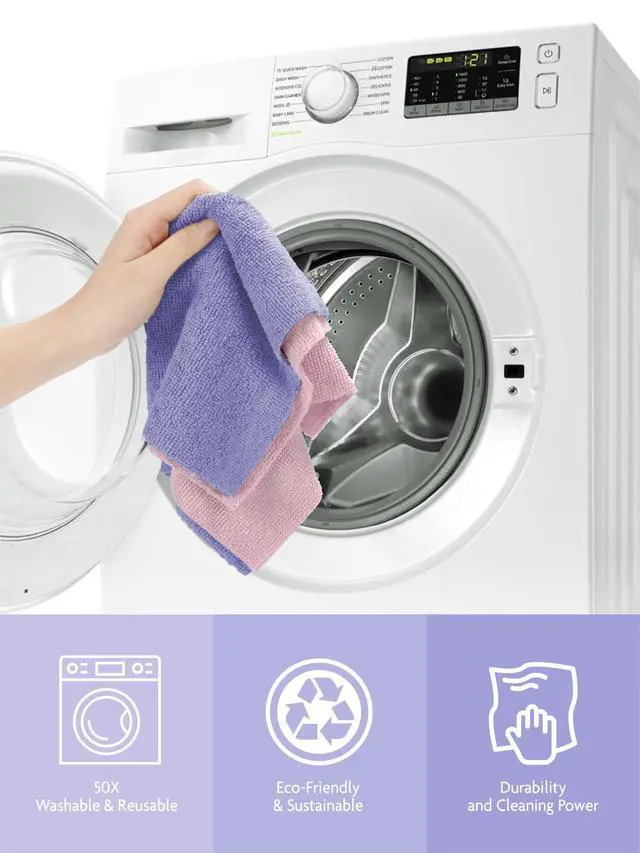 Alt view image 5 of 7 - Microfiber Cleaning Cloth Roll -40 Pack, Tear Away Microfiber Towels, 12" x 12", Reusable, Washable, Scratch Free, Ultra Absorbent for All-Around Cleaning Supplies (Lavender)