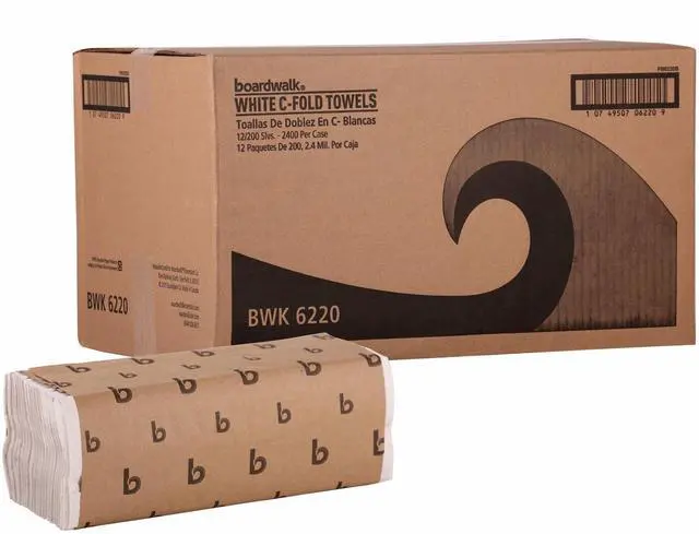 Main image of C-Fold Disposable Bathroom Paper Hand Towels, 1-Ply, 11.44 x 10, 200 Sheets/Pack, 12 Packs/Carton, White