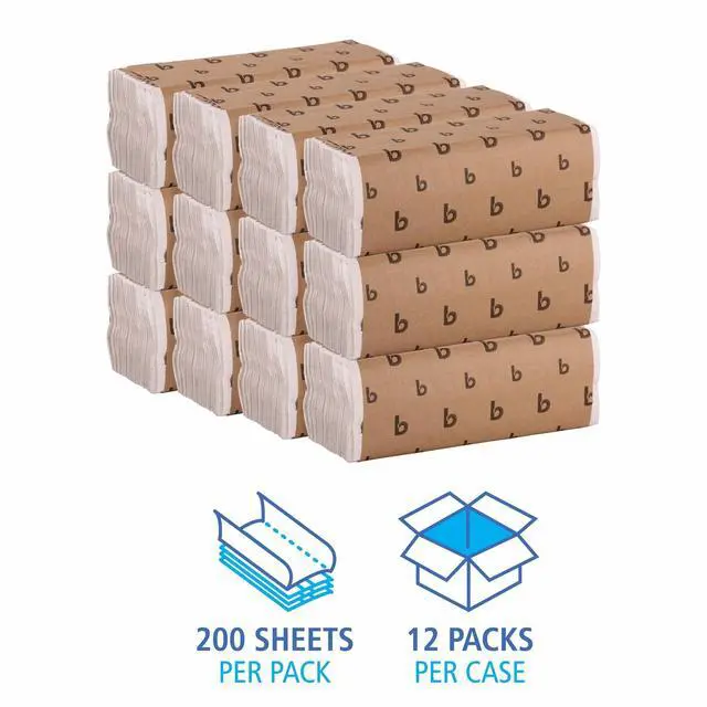 Alt view image 5 of 5 - C-Fold Disposable Bathroom Paper Hand Towels, 1-Ply, 11.44 x 10, 200 Sheets/Pack, 12 Packs/Carton, White