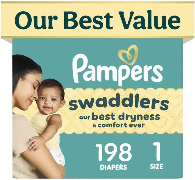 Main image of Swaddlers Diapers, Size 1 (8-14 lbs), 198 Count, Fragrance Free, Hypoallergenic, Absorbent, Pediatrician Recommended, Skin Safe