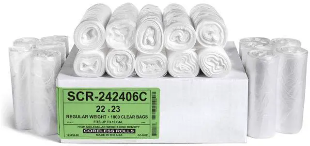 Main image of 10 Gallon Trash Bags - (COMMERCIAL 1000 PACK) - Source Reduction Series Value High Density 6 MICRON gauge - Intended for Home, Office, Bathroom, Paper, Styrofoam