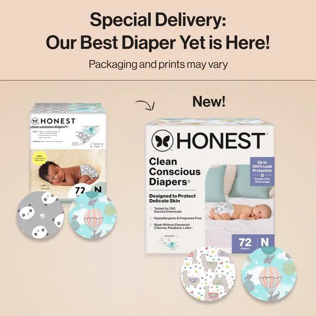 Alt view image 2 of 7 - Comfort Dry Disposable Daytime Diapers for Sensitive Skin, Hypoallergenic, Above It All + All the Alpacas, Club Box Size Newborn 72 Count