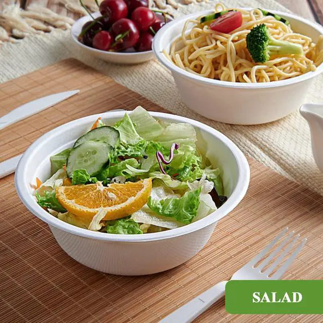Alt view image 4 of 7 - 180 Pack 16 OZ Paper Bowls, Disposable Compostable Bulk, Eco-friendly Bagasse, Heavy-duty Bowls Perfect for Milk Cereals, Snacks, Salads