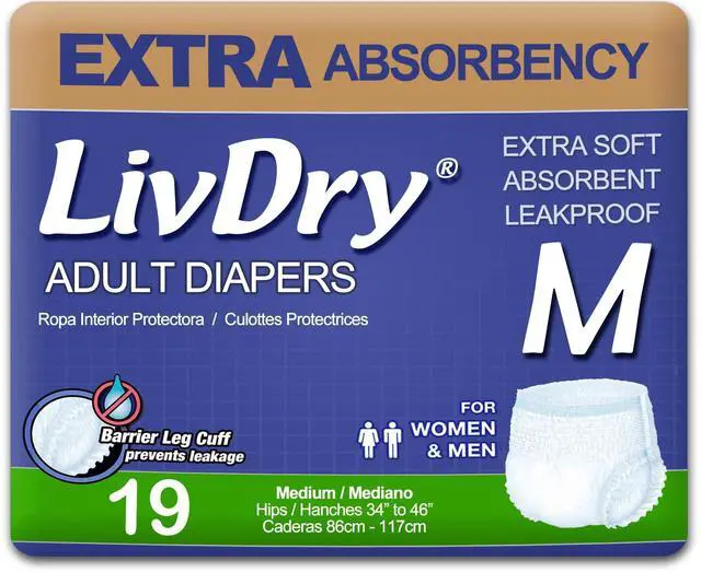 Main image of Adult Incontinence Underwear, Extra Absorbency Adult Diapers, Leak Protection, Medium, 19-Pack