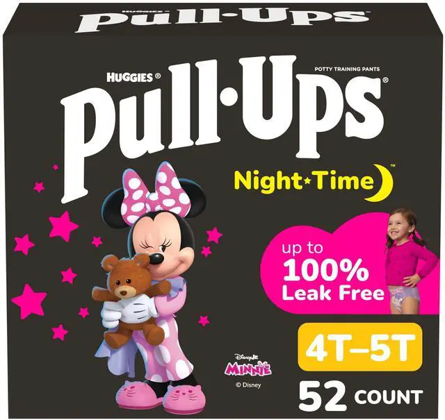 Main image of Girls' Night-Time Potty Training Pants, Size 4T-5T Overnight Training Underwear (38-50 lbs), 52 Ct