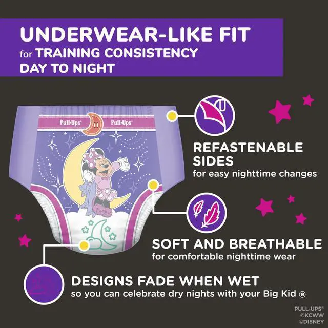 Alt view image 4 of 7 - Girls' Night-Time Potty Training Pants, Size 4T-5T Overnight Training Underwear (38-50 lbs), 52 Ct