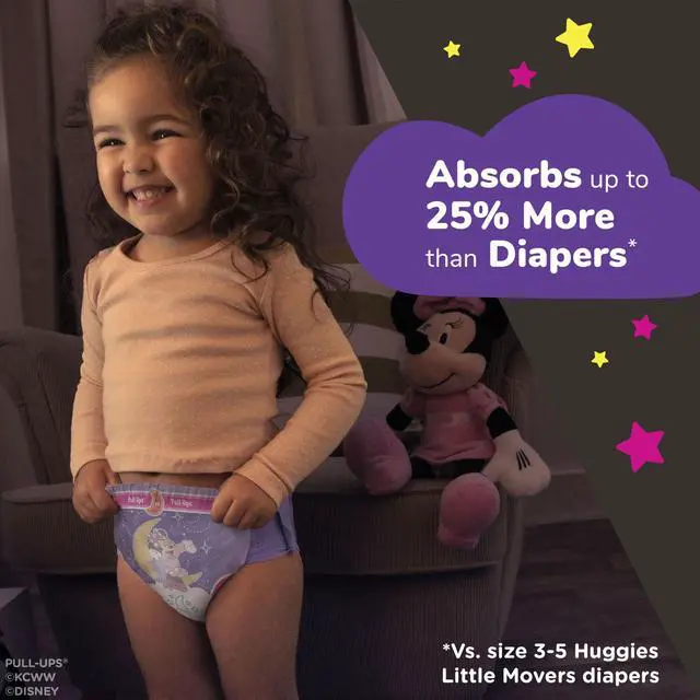 Alt view image 3 of 7 - Girls' Night-Time Potty Training Pants, Size 4T-5T Overnight Training Underwear (38-50 lbs), 52 Ct