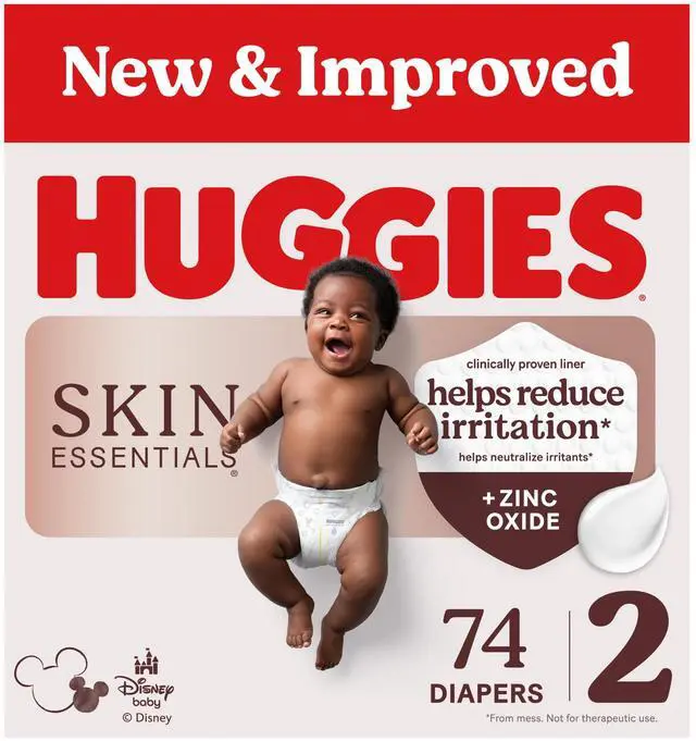 Main image of Size 2 Diapers, Skin Essentials Baby Diapers, Size 2 (12-18 lbs), 74 Count, Packaging May Vary