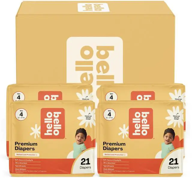 Main image of Diapers, Size 4 (22-37 lbs) Wild Cats, 84 Count Value Pack of Premium Disposable Baby Diapers, Hypoallergenic with Soft, Cloth-Like Feel