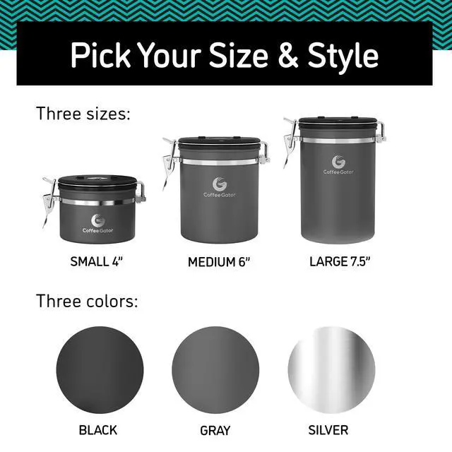 Alt view image 7 of 7 - Coffee Canister - 22oz, Airtight Stainless Steel Kitchen Food Storage Container with Date Tracker, Scoop for Grounds Coffee Bar Accessories, Beans, Tea, Sugar, Flour, Cereal - Silver