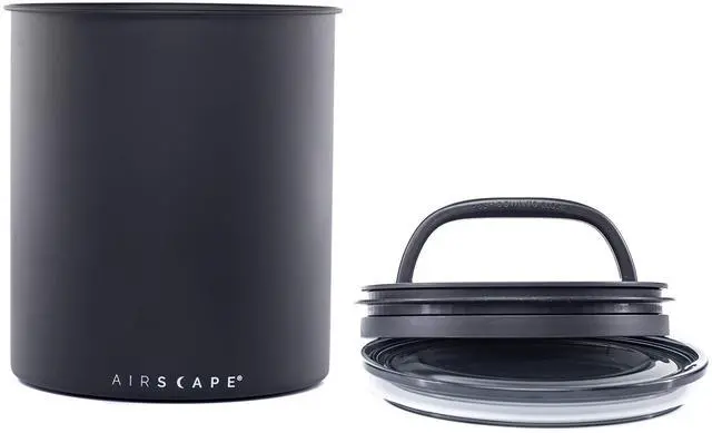 Main image of Planetary Design Kilo Coffee Storage Canister - US Patented Inner Plunger Lid Removes Excess Oxygen - DON'T buy airtight, BUY AIR-LESS - Holds 2.2 lbs Coffee Beans - (Matte Black)