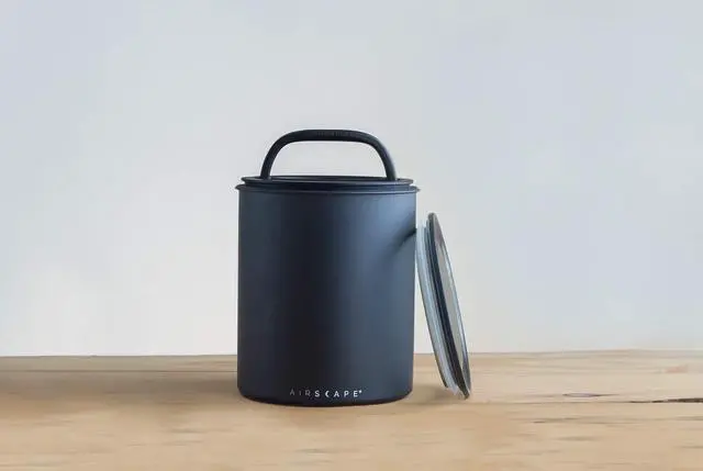 Alt view image 4 of 6 - Planetary Design Kilo Coffee Storage Canister - US Patented Inner Plunger Lid Removes Excess Oxygen - DON'T buy airtight, BUY AIR-LESS - Holds 2.2 lbs Coffee Beans - (Matte Black)