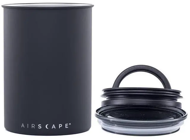 Main image of AirScape Planetary Design Stainless Steel Coffee Canister | Food Storage Container | US Patented Inner Plunger Lid REMOVES Excess Oxygen | Don't Buy airtight, Buy AIR-Less | (Medium, Matte Black)