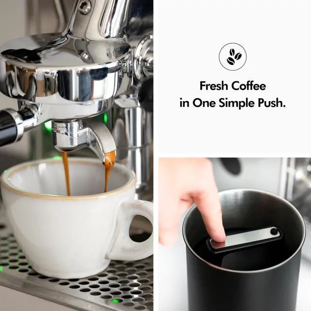 Alt view image 5 of 7 - Vacuum Coffee Canister - Push Lid Preserves Coffee Aroma & Oil - Stainless Steel Airtight Coffee Canister - Container for Ground & Coffee Bean Storage - Coffee Storage Jar - Removes Excess Air