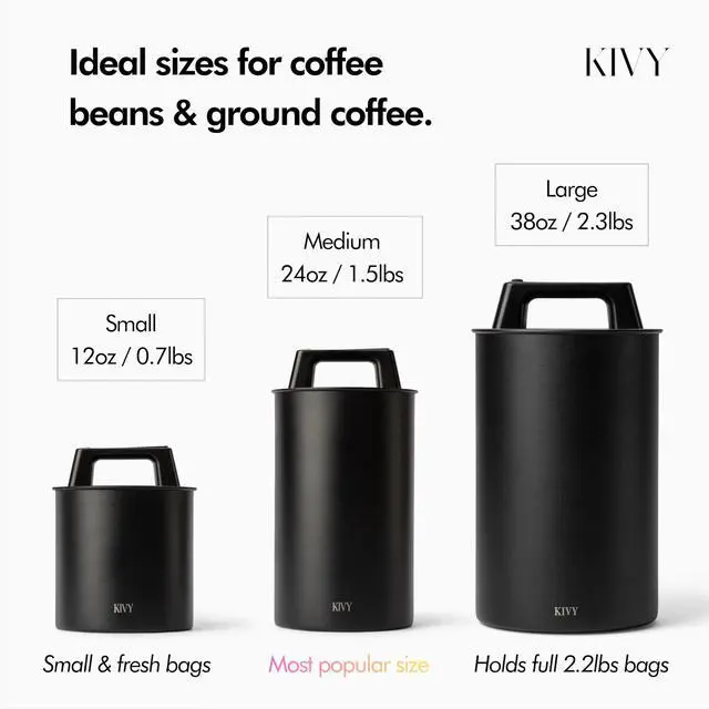 Alt view image 6 of 7 - Vacuum Coffee Canister - Push Lid Preserves Coffee Aroma & Oil - Stainless Steel Airtight Coffee Canister - Container for Ground & Coffee Bean Storage - Coffee Storage Jar - Removes Excess Air