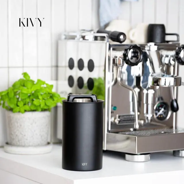 Alt view image 7 of 7 - Vacuum Coffee Canister - Push Lid Preserves Coffee Aroma & Oil - Stainless Steel Airtight Coffee Canister - Container for Ground & Coffee Bean Storage - Coffee Storage Jar - Removes Excess Air