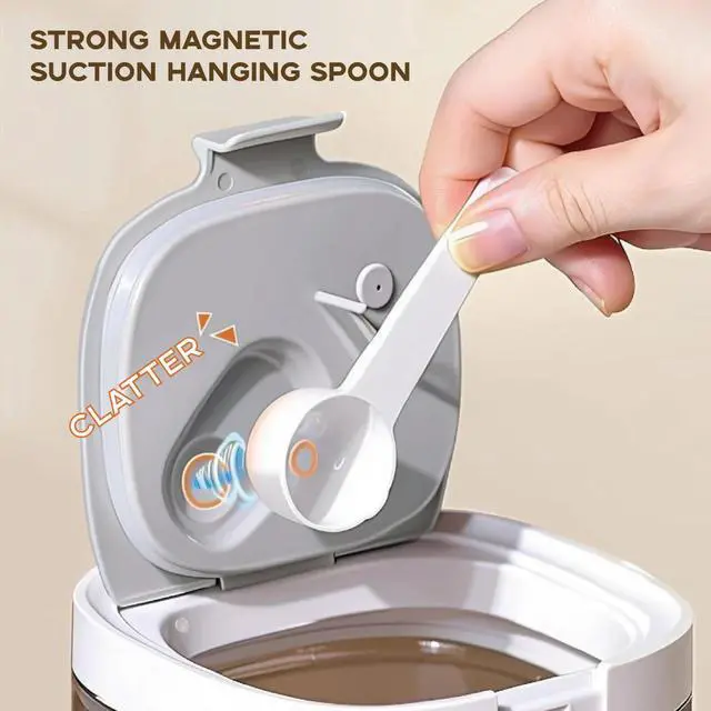 Alt view image 4 of 6 - Airtight Coffee Canister, 15oz Coffee Storage Container with Scoop, Kitchen Food Storage Jar for Grounds Coffee, Beans, Tea, Sugar, Flour, Cereal, 1300ml