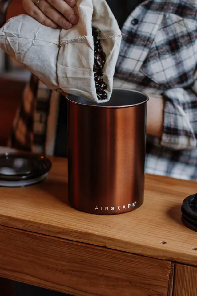 Alt view image 7 of 7 - Airscape Stainless Steel Coffee Canister | Food Storage Container | US Patented Inner Plunger Lid REMOVES Excess Oxygen | Don't Buy airtight, Buy AIR-Less | (Medium, Brushed Copper)