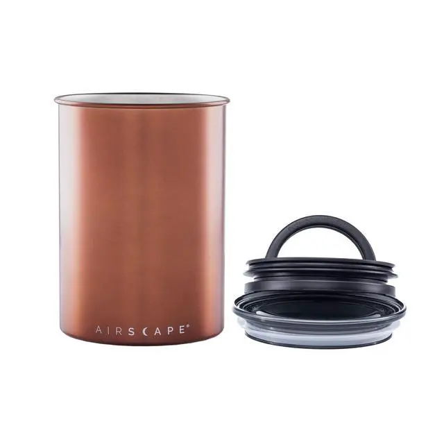 Alt view image 5 of 7 - Airscape Stainless Steel Coffee Canister | Food Storage Container | US Patented Inner Plunger Lid REMOVES Excess Oxygen | Don't Buy airtight, Buy AIR-Less | (Medium, Brushed Copper)