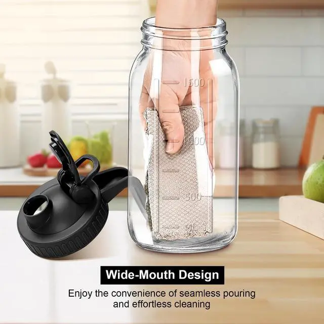 Alt view image 5 of 7 - 64oz Mason Jar Pitcher, Airtight & Leakproof Glass Pitcher with Lid