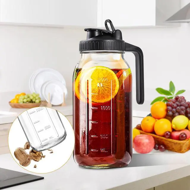 Alt view image 6 of 7 - 64oz Mason Jar Pitcher, Airtight & Leakproof Glass Pitcher with Lid