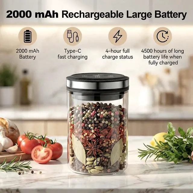 Alt view image 4 of 7 - Vacuum Coffee Canister, 1.6L, with Time Display
